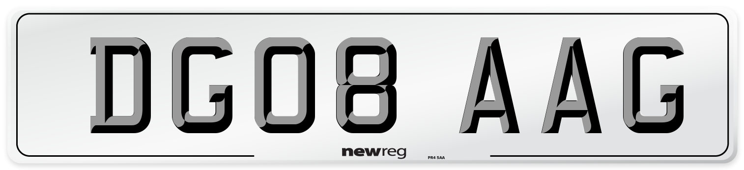 DG08 AAG Number Plate from New Reg
